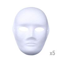 Meimasks DIY White Paper Mask Pulp Blank Hand Painted Mask Personality Creative Free Design Mask 5pcs (Men)