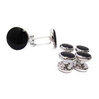 6 Pcs Classic Costume Shirt Black Round Cufflinks And Studs Set Jewerly Trendy Mens Gift Best Designs Style Designer Design Cuff-link Men Stylish Novelty