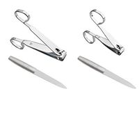 EZ Comfort Grip Nail Sharp Carbon Steel Blade Toenail Clippers Set of 2 Small and Large Bouns 2 Pack Diamond Nail File Stainless Steel Double Side Nail File for Toenail and Fingernail