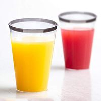 Tableclothsfactory 60 Pcs - Silver Rimmed 7oz Disposable Plastic Cup