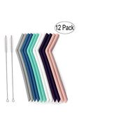 Silicone Straws, 12 Pack Straws for Party Supplies, Birthday, Wedding, Bridal/Baby Shower Decorations and Holiday Celebrations