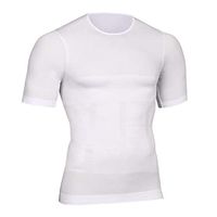 Mens Posture Corrector Tshirt Chest Shaper Waist Belly Reducer Slimming Stomach Abdomen Tights for,White,M