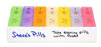 MedWrite AM/PM - 2 Times a Day Weekly Pill Organizer with Removable Daily Pill Boxes in Storage Tray - Writable Surface on Tray for Medication Instructions and Notes - by Pill Thing (Medium, Rainbow)