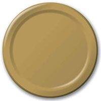 Creative Converting 8 3/4" Diameter Round Paper Dinner Plates, Glittering Gold Color, 24-Count Packages