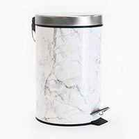 Robely Trading Inc. AQ MARMAR White Marble 7L Round Metal Step Can with Plastic Liner