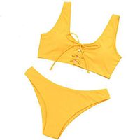 YunZyun Swimsuit for Women, Women's Two Piece Solid Baddage Split Swimsuit Bikini Swimsuit Beachwear Bathing Suit
