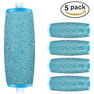 Replacement Roller Refill Heads for Amope Pedi Perfect Electronic Foot File (4 Extra&1 Regular contains shell powder)