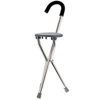Finly Aluminum Alloy Walking Stick with Chair Tripod Light-Weighted Fishing Rest Stool for Elder/Camping Sticker Walker Aid Stool
