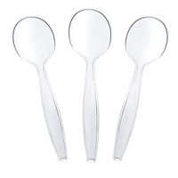 Netko Heavyweight Clear Plastic Cutlery Utensils 300 Pack (Soup Spoons)