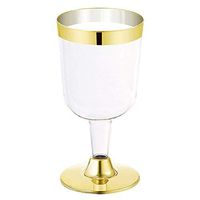 6PCS Rose Gold Rimmed Plastic Cups | Hard Clear Plastic Cup | Disposable Ideal For Glamour Parties | Fancy Wedding Tumblers | Sturdy & Crystal Clear | Elegant Design | Plastic BPA Free