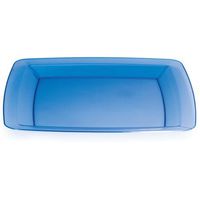 Club Pack of 48 Translucent Blue Square Plastic Party Banquet Dinner Plates 10.25"