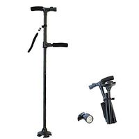 Led Light Cane, Fold, Relief the Pain Medical Convenient Cane Two Handle Walking Lightweight Stick with Adjustable Led Lights Stable Base Foldable Weight Rehabilitation Exercise