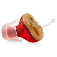 Premium Digital Hearing Amplifier - Invisible in Canal (CIC) in-Ear Mini Sound Enhancer, Near-Invisible, Noise Cancelling, Personal Sound Hearing Amplifier - Right Ear, Red - MZ-38