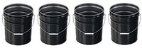 Vestil Pail-STL-RI Steel Open Head Pail with Handle, 5 Gallon Capacity, Black (Pack of 4)