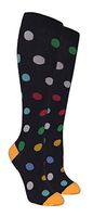 Men's or Women's Unisex S/M 8-15 mmHG Light Graduated Compression Knee Socks (Black & Multi Color Polka Dot)