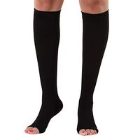 Mojo Compression Socks 20-30mmHg Made in the USA - Knee Length - Open Toe - Graduated Compression Stockings Open Toe Unisex Black XL A211BL4