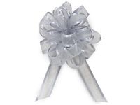 Pack of 12, Solid Silver Sheer w/Satin Edge 4" - 18 Loops- Organza Pull Bow Great For Christmas, Valentine'S Day, & Weddings