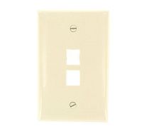 Leviton 41091-2TN QuickPort Midsize Wallplate, Single Gang, 2-Port, Light Almond