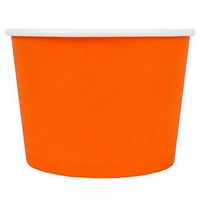 [100 Count] Orange Paper Ice Cream Cups - 12 oz Eco-Friendly Dessert Containers - Perfect For Your Yummy Foods! Many Colors & Sizes - Frozen Dessert Supplies