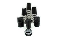 [1000 SETS] 12 Ounce Black Double-Wall Disposable Black Embossed Paper Insulated Cups and Lids for Hot Beverage Coffee Espresso Chocolate Cappuccino Latte Cocoa Tea (12 oz, Lids, Double-Walled)