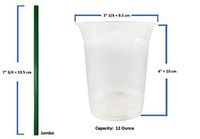 Recyclable -  Compostable Clear Plastic PLA Cold Cups 12 Oz and Straws, Plant - Based, 50 Pieces Each
