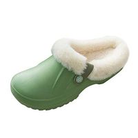 Goldweather Women's Waterproof Slippers Warm Fluffy Fleece Lined House Slipper Winter Garden Shoes(Green,8-8.5)