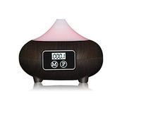 Aroma Essential Oil Humidifier with 7 Colorful LED Lights and Display Time for Office Home Bedroom Living Room Study Yoga Spa (brown)
