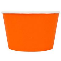 [100 Count] Orange Paper Ice Cream Cups - 8 oz Eco-Friendly Dessert Containers - Perfect For Your Yummy Foods! Many Colors & Sizes - Frozen Dessert Supplies