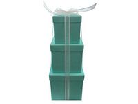 LAC Design Nested Boxes - Set of 3 for Baby Shower, Weddings, and Any Party (Robins Egg Blue)