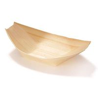 BambooMN Brand - Disposable Wood Boat Plates/Dishes, 5.25" Long x 3" Wide x 1" High, 1,000 Pieces