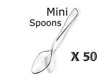 Loreso Disposable Plastic Mini Dessert Spoons Clear For Miniature Dessert Cups, Tasting Party, Sampling, Ice Cream, Small Catering Supplies - 50 CT