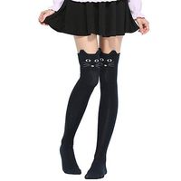 Baost Cute Cartoon Animal Pattern Tight Over Knee High Socks Soft Winter Warm Knee High Thigh Stockings Cotton Long Socks Leg Warmers for Women Girls Black