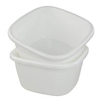 Ponpong 18 Quart Plastic Dish Pan Wash Tub, White, 2 Packs