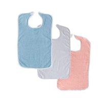 3 Terry Adult Bib with Hook and Loop Closure (Blue, White, Pink)