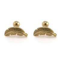 Feather Cartilage Helix Tragus Barbell Bar Ear Stud Earrings 1pair Best Beauty Party Jewerly Accessory Unique Women Cheap Styling Design Casual | Color - Gold