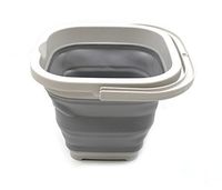 SAMMART 5L (1.3 Gallon) Sqare Collapsible Plastic Bucket - Foldable Square Tub - Portable Fishing Water Pail - Space Saving Outdoor Waterpot (1, Grey)