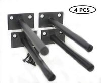 4 Pcs 6" Black Solid Steel Floating Shelf Bracket Blind Shelf Supports - Hidden Brackets for Floating Wood Shelves - Concealed Blind Shelf Support - Screws and Wall Plugs Included