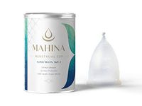 Mahina Menstrual Cup - Most Comfortable and Reliable - Ultra Soft Medical Grade VI Silicone - Made in USA - Natural Clear - Super Moon (Size 2)