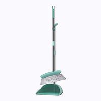Broom and Dustpan With Long Handle Telescopic Up Windproof Stainless Steel Rod Non-stick Hair Broom And Dustpan Rotatable Non-Slip Handle Soft Brush Broom Set Suitable For Home Kitchen Lobby Floor Gar