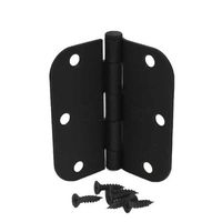 (Pack of 12) 3 1/2 Inch Matte Black Door Hinges with 5/8" Radius Corners