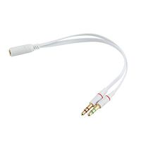Universal 3.5mm Female to 2 Male Headphone with Mic Audio Y Splitter Cable Female to Male Audio Cables White