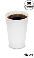16oz White Paper Coffee Cups - (50 Count) by EcoQuality - Disposable Coffee Cups - Hot Drink, Tea, Coffee, Cappuccino, Hot Chocolate