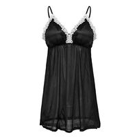 ▶HebeTop◄➟HOT SALES Women Babydoll Lingerie Sheer Lace Chemise Halter Backless Sleepwear Nightdress Underwear Thong Black
