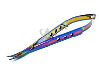 Multi Rainbow Color Micro Spring Embroidery Sharp Snip Scissors 5.5" Curved, Stainless Steel