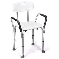 Giantex Shower Chair Height Adjustable Non-Slip Aluminum Frame Shower Seat with Back and Padded Arms, for Elderly and Disabled, Hold up to 330 LBS Shower Bench (23" (L) X 18" (W) X 28.5"- 33.5" (H))