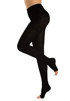 Terramed Extra Firm Opaque Compression Stockings Pantyhose Open Toe - Firm Medical Graduated Support 20-30mmHg - Medical Support Hose (Black, Large)