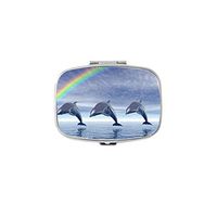 Udoosun Dolphin Rainbow Custom Personlized Rectangular Tablet Medicine Pocket Purse Travel Pill Vitamin Decorative Box Case Holder