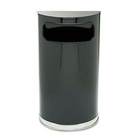 Rubbermaid Commercial SO820BPL European & Metallic Series Receptacle Half-Round 9gal Black/Chrome