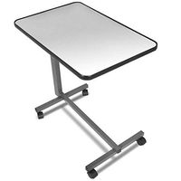 Overbed Rolling Table Over Bed Laptop Food Tray Hospital Desk Tilting Top Gray
