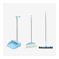 Broom and Dustpan With Long Handle Telescopic Up Extra Long Handle Non-stick Hair Soft Brush Broom And Dustpan Non-Slip Handle Windproof Stainless Steel Rod Broom Set Lobby Floor Toilet Garden Cleanin